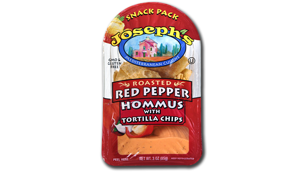 Red Pepper Hommus with Tortilla Chips
